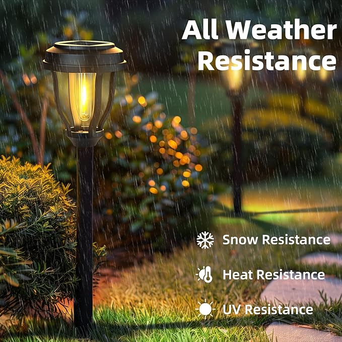 6-Pack Solar Pathway Lights, Waterproof LED Driveway Lights
