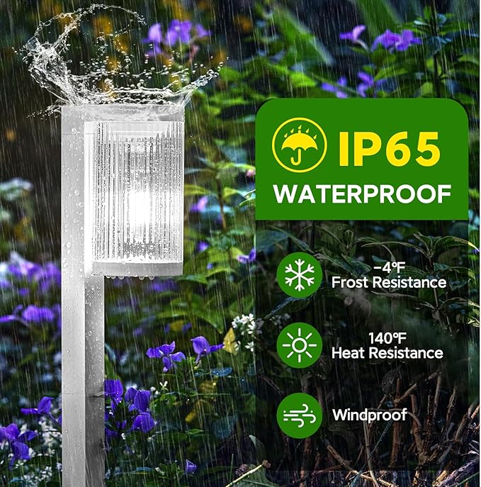 6-Pack Cool White Solar Path Lights, Outdoor Walkway LED
