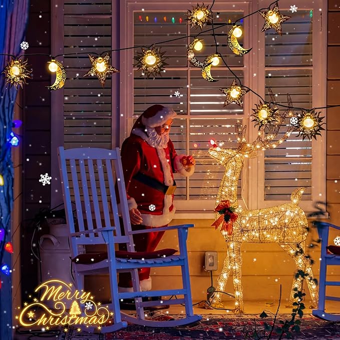 Outdoor String Lights, 13ft Warm White Waterproof