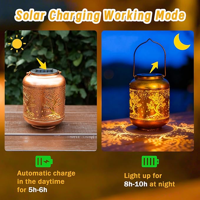 Solar Lanterns Outdoor Waterproof, Birthday Gifts for Women, Solar Lights for Backyard Porch Patio Table Yard Balcony Lawn Pathway