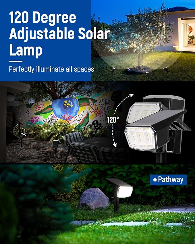 2-Pack Solar Spotlights, 63 LED Yard Lights