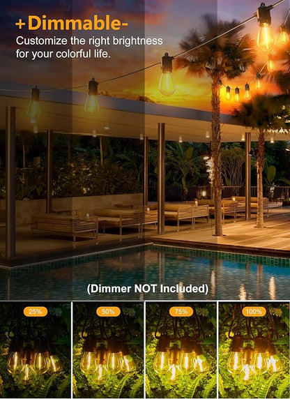 Brightown Outdoor String Lights 190FT with 60+2 Shatterproof Edison Bulbs, Waterproof Hanging Patio Lights Outside for Backyard Deck Garden Party Xmas Decor, 2700K