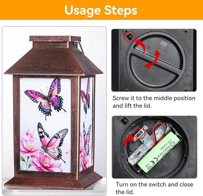JOBOSI Solar Lantern Butterfly, Butterfly Decorative Gift, Solar Light, Gifts for Mom, Women, Grandma, Garden Yard Lawn Decor, Christmas and New Year Gift