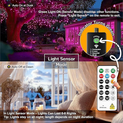 HXWEIYE Rechargeable Fairy Lights with Remote, 2 Pack 33ft 100LED Twinkle Lights with DIY Timer & Light Sensor, Waterproof Outdoor String Lights for Bedroom Patio Christmas Tree Decor, Pink