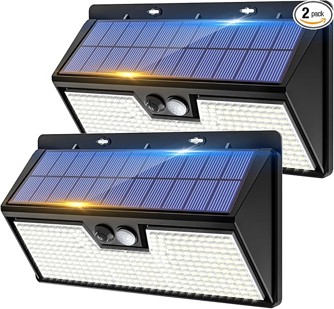 2-Pack Motion Sensor Solar Fence Lights, LED