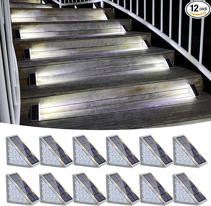 Solar Step Lights 12-Pack, Waterproof Yard