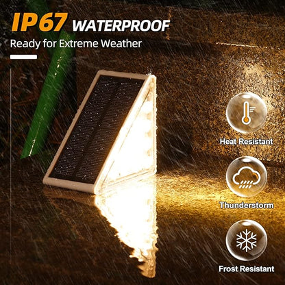 NIORSUN Solar Step Lights,6 Pack RGB Solid Color Changing Solar Stair Lights Outdoor Waterproof IP67 Auto On Off,Solar Lights for Steps,Stair,Patio,Yard,Porch,Front Door,Deck Decor