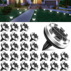 26-Pack Solar Ground Disk Lights, Cool White Waterproof LED