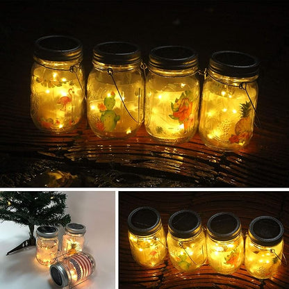 YJFWAL Updated Solar Mason jar Lights, 8 Pack 30 Led Waterproof Fairy Firefly jar Lights, with 8 Hangers(NO Jars) for Regular Mouth Jars, Patio Yard Garden Wedding DIY Decor, Summer Gifts(Warm White)