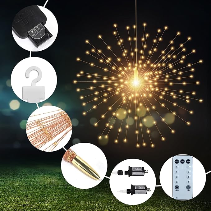 5-Pack Christmas LED String Lights, Waterproof Timer Lights
