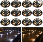 12-Pack Solar Deck Lights, Warm White Waterproof LED