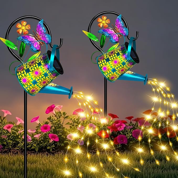 Solar Butterfly Lanterns 2-Pack, Yard Hanging LED Decor