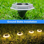 4-Pack Solar Deck Lights, Warm White Waterproof LED