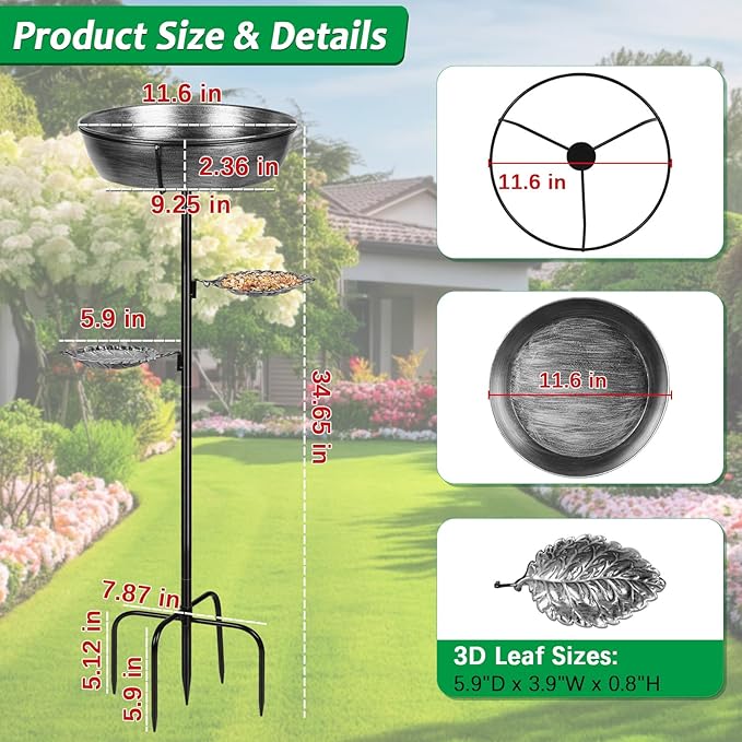 Classic Bird Bath & Feeder, Outdoor Metal