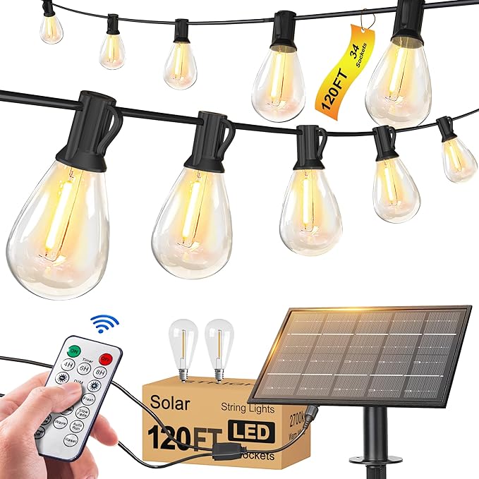 120ft Outdoor Edison String Lights, Weatherproof