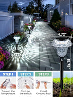 6-Pack Solar Pathway Lights, Waterproof LED Garden Lights