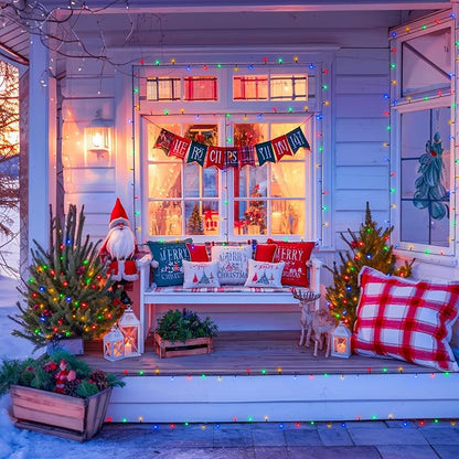 JMEXSUSS 2 Pack Battery Christmas Lights with Remote, Each 33 FT 100 LED Multicolor Christmas Tree Lights Indoor Outdoor Waterproof for Garden Porch Yard Decor