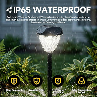 Ensenior Solar Pathway Lights Outdoor - 14.17" Height, 6500K LED Landscape Garden Lights, IP65 Waterproof, Tool-Free Auto ON/Off for Garden Yard Patio Walkway Landscape, 8-Pack