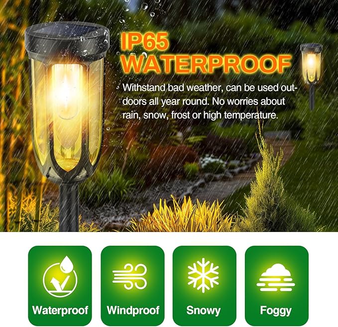 Solar Lights Outdoor 8 Pack, Solar Pathway Lights, Solar Lights Outdoor Waterproof IP65, Bright Auto On/Off Garden Lights, Solar Landscape Lights for Driveway Walkway Lawn Yard (Warm White)