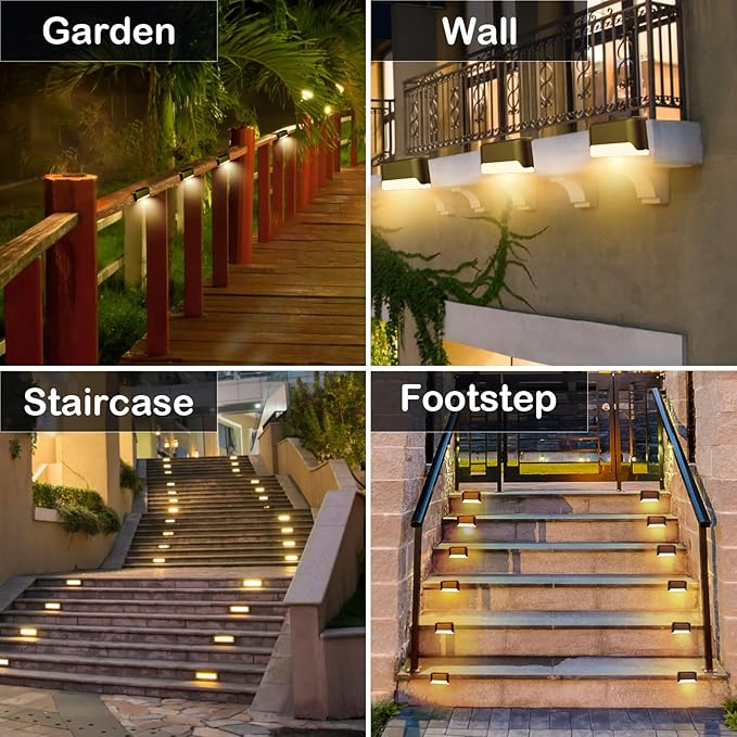 Solar Deck Lights Outdoor, 20 Pcs Solar Step Lights, Waterproof LED Solar Lights for Outdoor Stairs, Step, Fence, Yard, Patio, Railing, Garden and Pathway