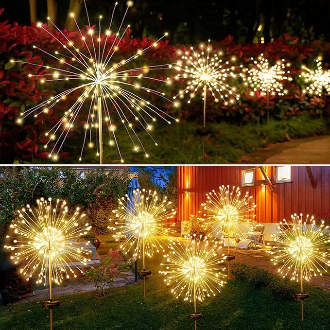 2-Pack Warm White Solar Path Lights, Outdoor Garden LED