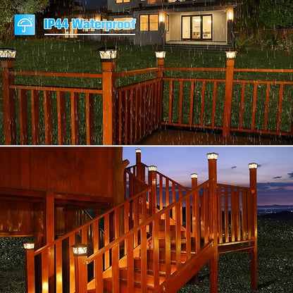 VOLISUN Solar Post Cap Lights Outdoor 4Pack, with Edison LED Bulbs, 2 Brightness Setting, Fence Post Lights Solar Powered for Garden Fence Deck Mailbox Yard Porch, Fits 4x4 6x6 Posts(Slate Black)