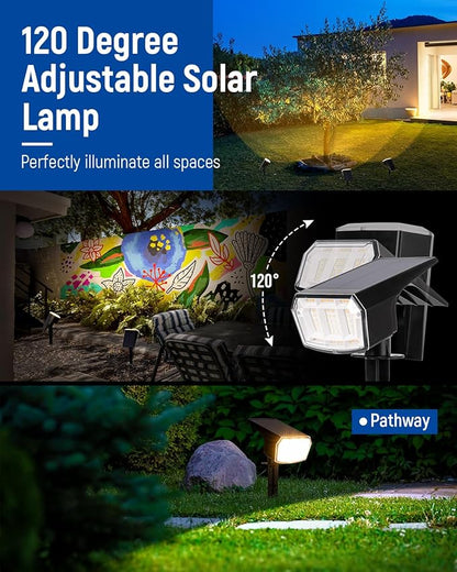 Solar spotlights Outdoor 63 LED 3 Lighting Modes, IP65 Waterproof Lighten Yard Garden House Garage Pathway for Christmas Decorations-10 Pack