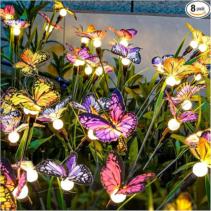 TONULAX Solar Garden Lights - Swaying Butterfly Light, Swaying in The Wind, Solar Outdoor Lights, Yard Patio Pathway Decoration, High Flexibility Iron Wire & Realistic Butterflies(8 Pack)