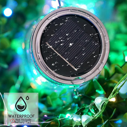 SmilingTown 30 LED 10 Packs Solar Mason Jar Lights [Updated] Fairy Firefly Jar Lids String Lights with Hangers Waterproof Patio Yard Garden Wedding Party Decoration - Colorful (NO Jars)
