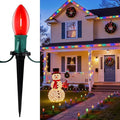 C9 Christmas Lights Outdoor, 25.7ft 20 Bulb Pathway Lights with Stakes, Multicolor