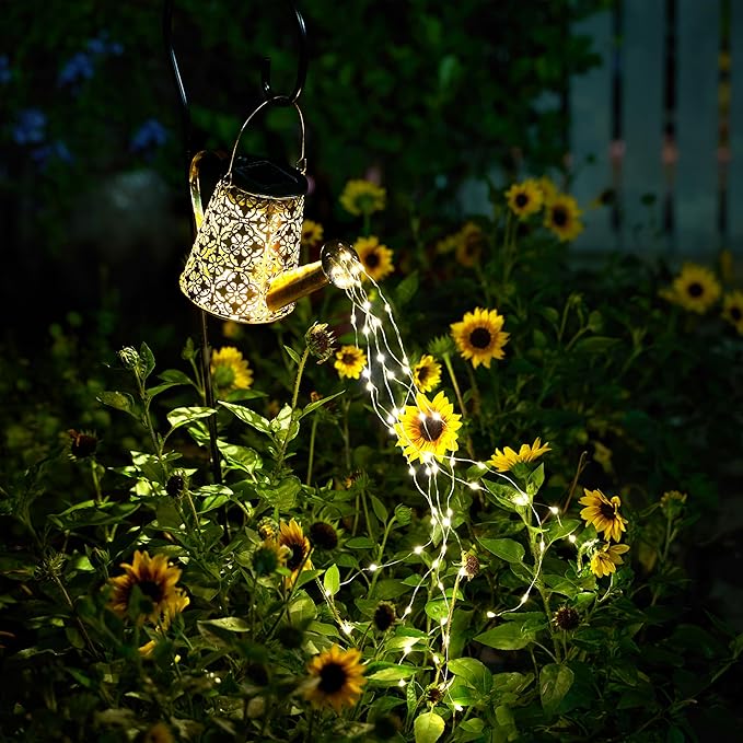 Solar Watering Can Lights with Cascading Lights,Solar Lantern Light Outdoor,Large Hanging Solar Powered Lantern Outdoor,Garden Porch Patio Yard Decor,Gardening Gifts for Women