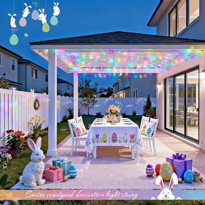 JMEXSUSS 4 Pack 50 LED Battery Operated String Lights Easter, Each 16.5ft String Lights Outdoor Waterproof, 8 Modes Pastel Easter Light Indoor with Timer for Party Christmas Garden Bedroom