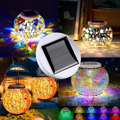 GUANFU 2 Pack Solar Panel Top Replacement for Table Lights, Color Changing Solar Mosaic Glass Lantern Replacement Light…