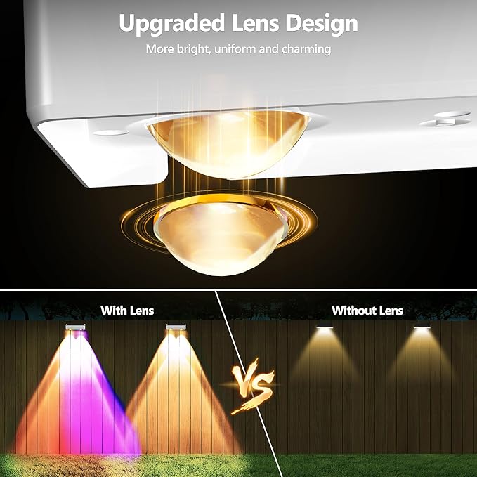Brizled 12 Pack Outdoor Solar Fence Lights, 11 Modes & 9 Colors Color Changing Fence Solar Lights Waterproof IP65, 100 Lumens Landscape Deck Outdoor Lighting for Backyard Railing Wall Fence Poolside