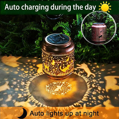 Cat Solar Lanterns Outdoor Waterproof Hanging,Garden Decor Metal Watering can Lights,Solar Lights Cat Gifts for Women Mom Decorative Lanterns for Patio,Lawn,Porch,Landscape,Pathway,Garden Deco