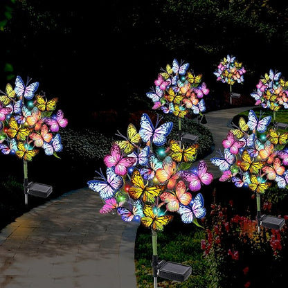 Solar Garden Lights Solar Lights Outdoor Waterproof Decorative 4 Pack with 88 LED 68 Butterfly Solar Lights for Garden Yard Decor Christmas Decorations, Gifts for Mother's Day Mom
