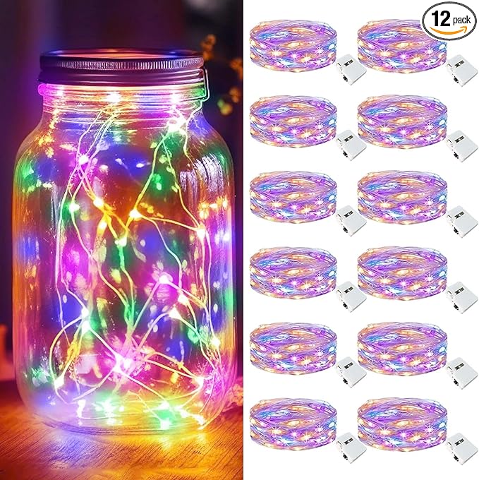 12-Pack Christmas LED String Lights, Waterproof Timer Lights