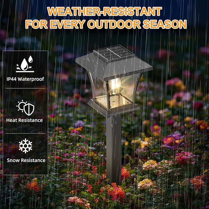 Sparkblaze 2 Pack Solar Pathway Lights Outdoor, LED Solar Yard Lights Dusk to Dawn Solar Garden Lights for Lawn, Walkway, Path & Landscape Lighting. (2, Warm White)