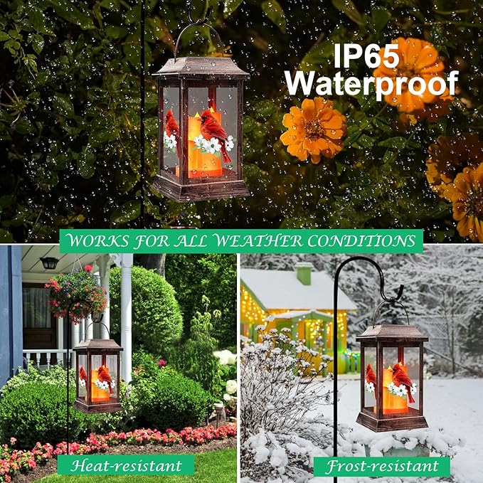 Cardinal Solar Garden Lanterns, Rustic Waterproof LED