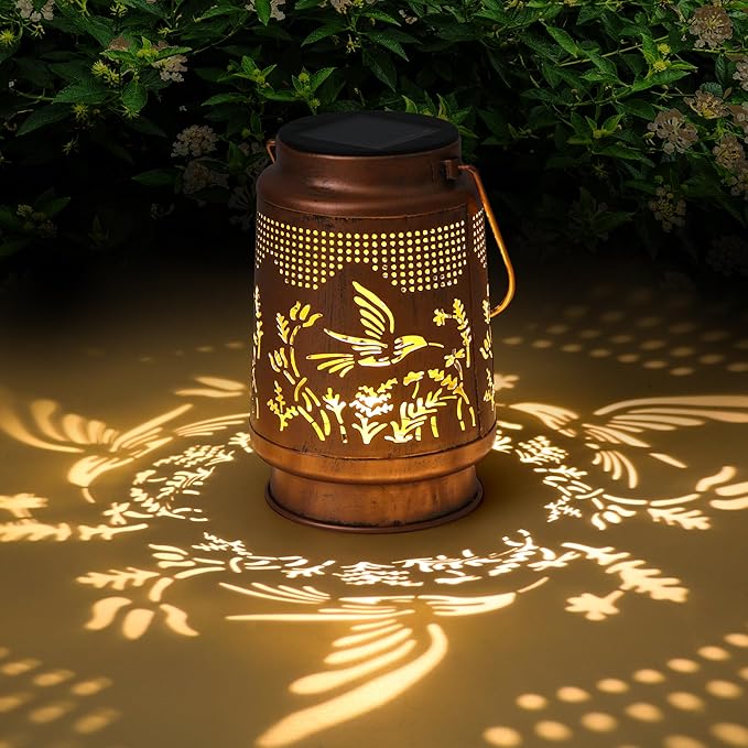 Hummingbird Solar Lantern Outdoor Decorative Solar Lanterns for Garden, Patio, Backyard, and Porch - Waterproof Hanging Lantern for Outside - Perfect Gifts for Women