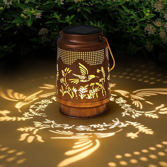 1 Pack Hummingbird Solar Lantern - Outdoor Decorative Solar Lanterns for Garden, Patio and Porch - Waterproof Hanging Lantern for Outside - Perfect Gifts for Women