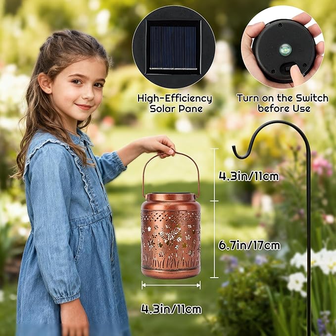 Butterfly Solar Lanterns Outdoor Waterproof - Metal Garden Decor Hanging Solar Lights Butterfly Decorations for Patio Yard Lawn Porch Pathway,Unique Gifts for Women Mom Grandma