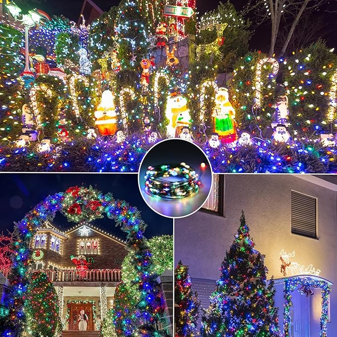 4 Pack Fairy Lights Battery Operated, 16.4 Ft 50 LED Starry Fairy Lights with Auto Timer Dark Green Copper Wire Twinkle Lights for Wedding Bedroom Christmas (Multicolor)