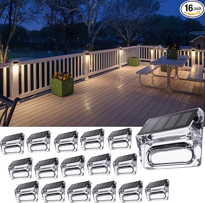 16-Pack Warm White Patio Solar Lights, Waterproof LED