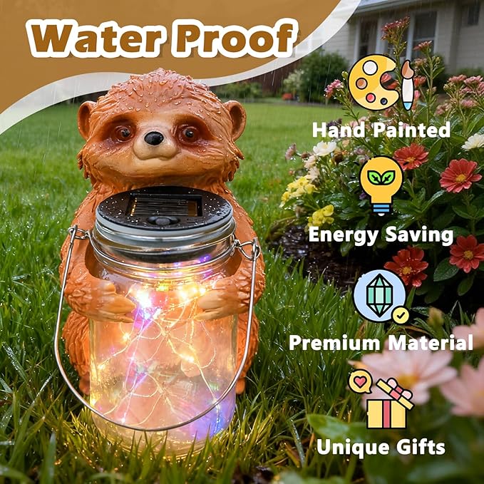 Adorable Sloth Solar Garden Statue with LED Mason Jar Light - Lovely Sloth Figurine for Patio Balcony Lawn Yard Decor - Unique Garden Decor Birthday Gifts for Grandma Mom Women