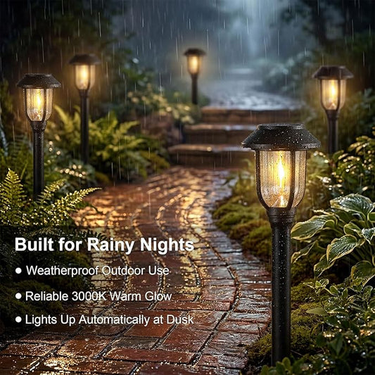 Solar Pathway Lights Outdoor 8 Pack, Warm White Solar Path Lights,Solar Lights Outdoor Waterproof Decorative Landscape Path Lights Auto On/Off, Solar Garden Lights for Yard Walkway Driveway Patio