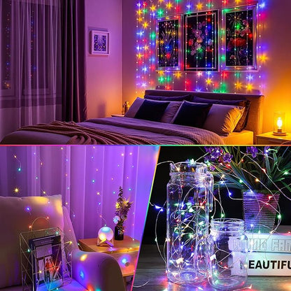 4-Pack Christmas LED String Lights, Waterproof Timer Lights
