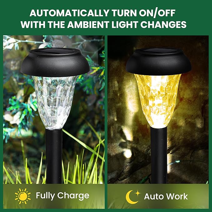 16-Pack Solar Pathway Lights, Waterproof LED Yard Lights