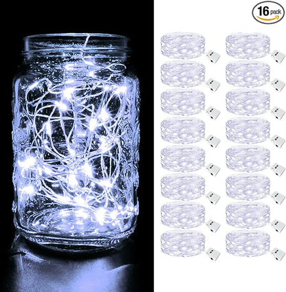 16-Pack 7ft Christmas LED String Lights, Waterproof Timer Lights