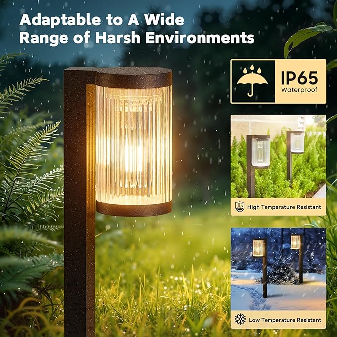 Solar Pathway Lights Outdoor Waterproof, 6 Pack 15Hrs Super Bright Warm White Solar Light for Yard, Auto On/Off Solar Garden Lights for Patio Path Landscape Lawn Driveway Walkway Lighting Decor